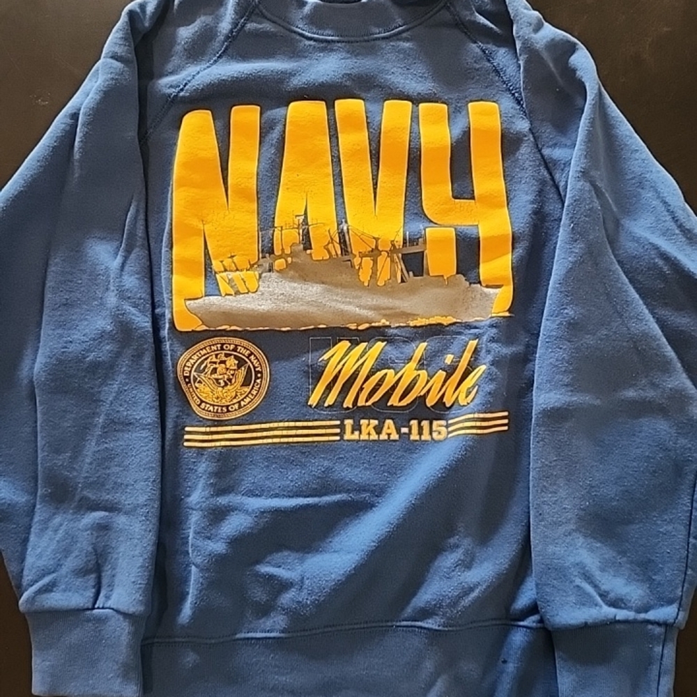 NAVY Mobile LKA-115 Graphic Crewneck Sweater - Blue/Yellow